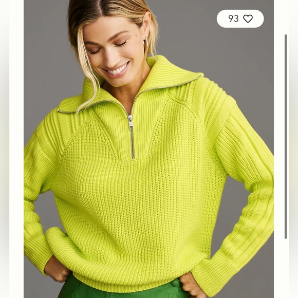525 America Sweaters - 525 Neon Long-Sleeve Quarter-Zip Sweater Neon Chartreuse Sz Med